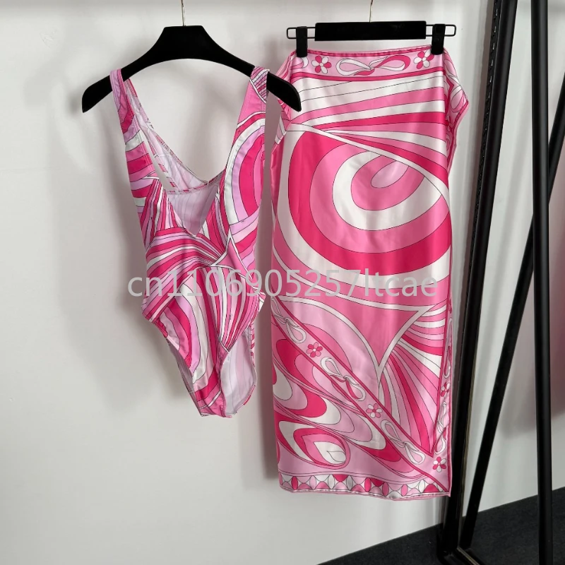 

Luxury Design Pink Scarf Swimsuits Letter Signature Logo Headband Swimsuits Fashion Brand Lady Ribbon Swimwear