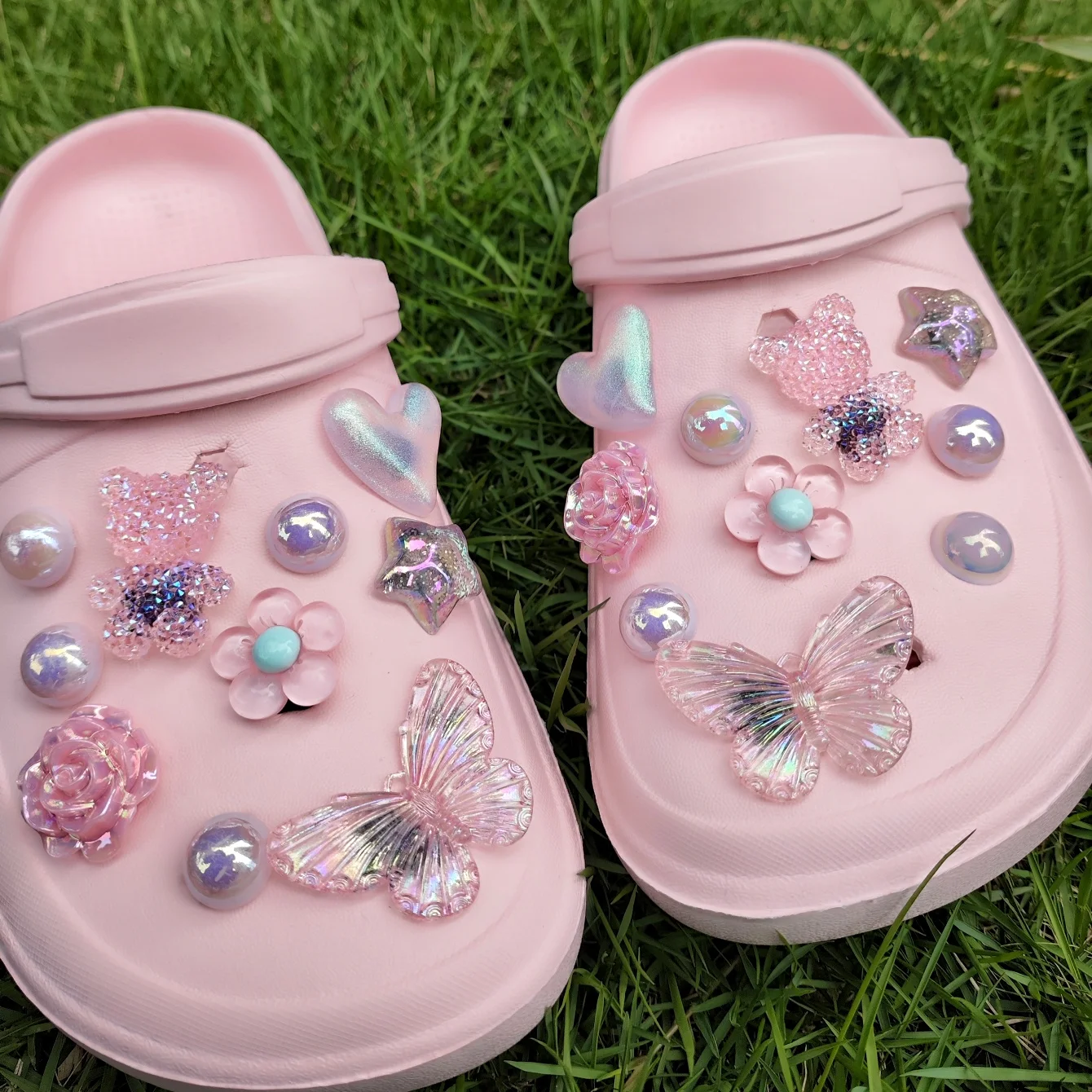 20pcs Pink Removable Cute Bear Shoe Accessories For DIY, Suitable For Sandals And Shoes With Holes, Festival Gifts