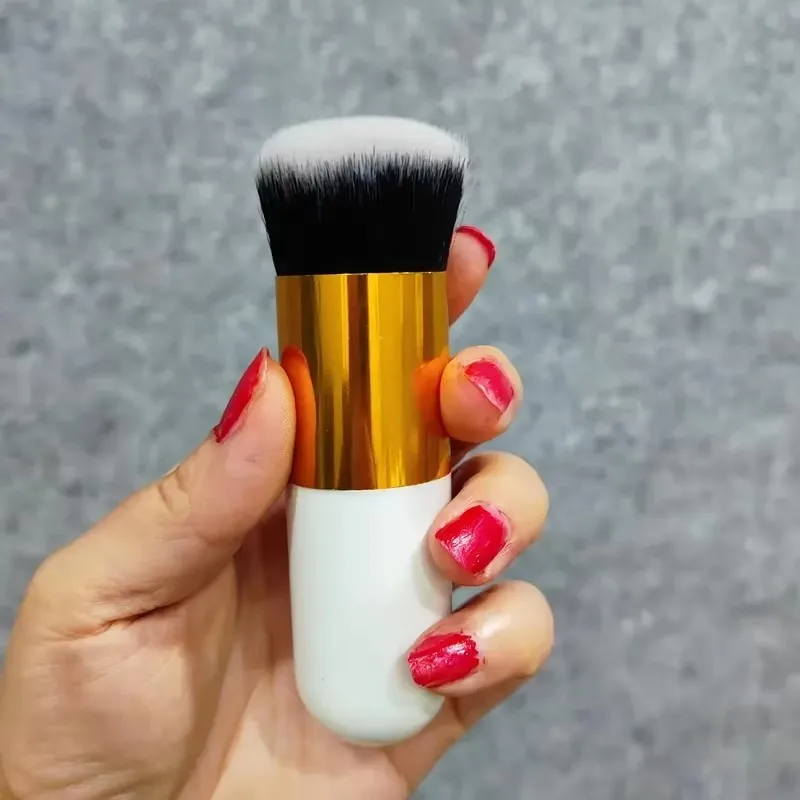 Professional Head Foundation Brush Dual-Use Liquid & Cream Applicator, Streak-Free No Mark Finish, Latex-Free Kabuki Face Brush