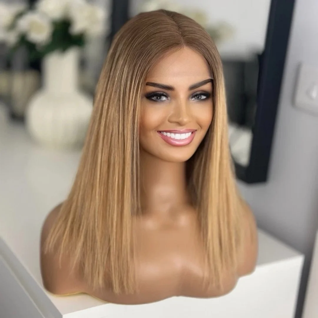 

Модный прямой парик фронта шнурка, женский медово-коричневый парик с эффектом омбре для женщин, модные термостойкие синтетические парики для повседневного ношения и горы