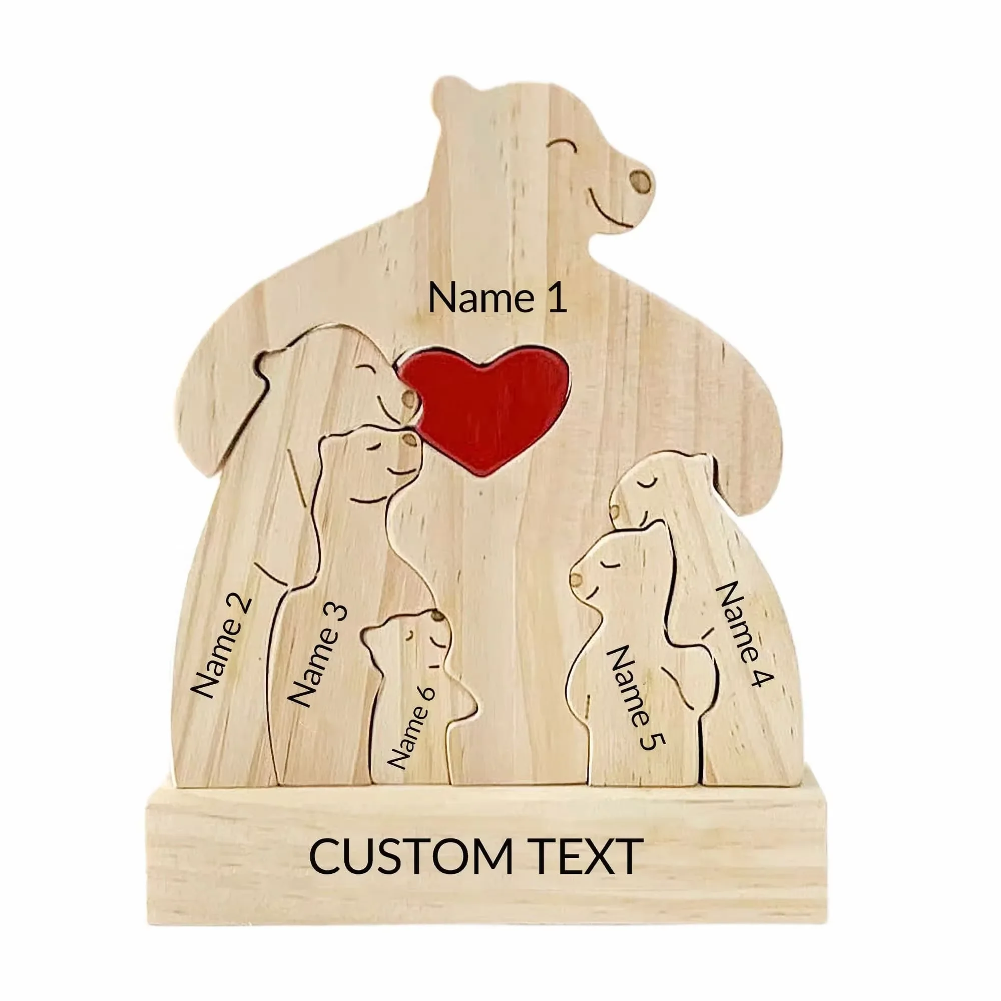 

Custom 6 Person Bear Figurines Wooden Bears Family Puzzle Personalized Mother's Gift Wooden Animal Carvings Mom DIY Art Puzzle