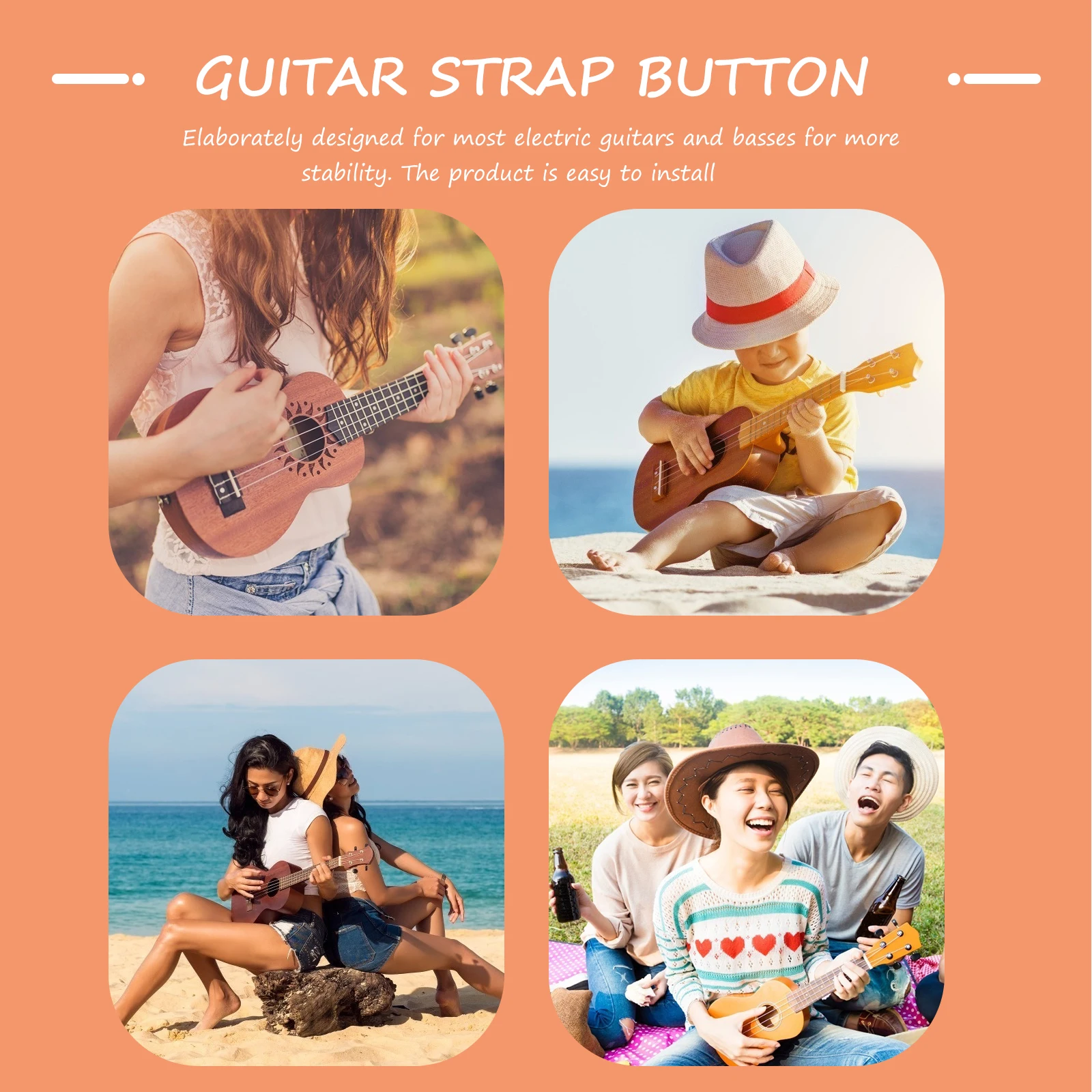 

10 Pcs Guitar Fastener Strap Button for Buckle Electric Pin Instrument Safe Lock Nail Iron Belt