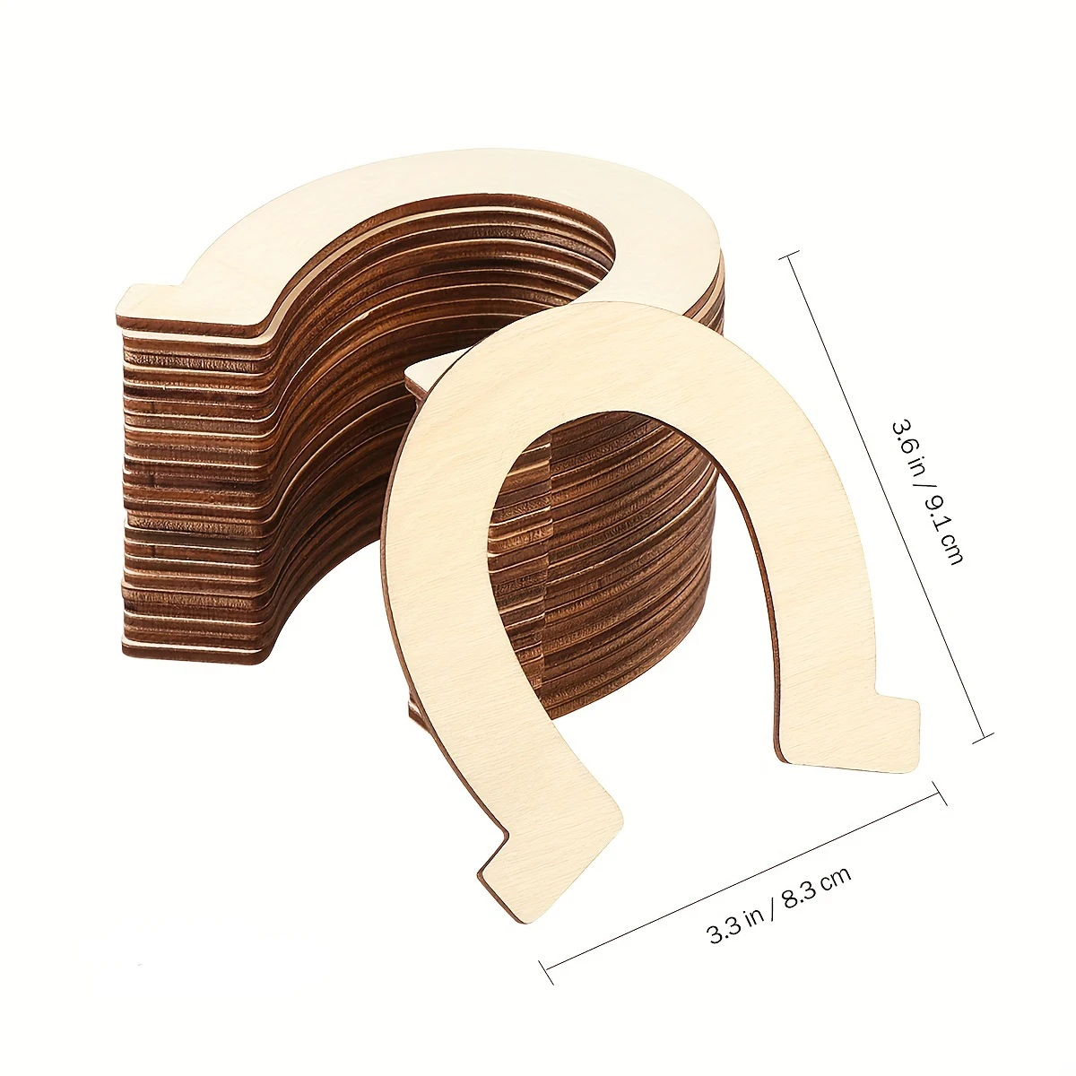 24 Stück Holzscheiben mit Ausschnitten in Hufeisenform, unvollendete Holzspäne, Kunsthandwerk, Heimdekoration, Bastelprojekte