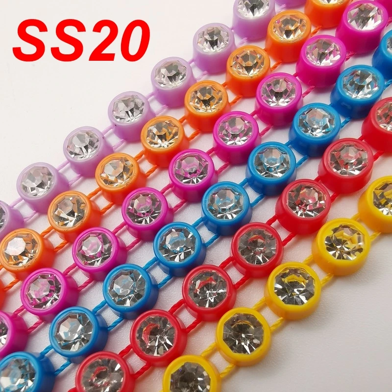 SS20 Grade A Crystal Rhinestone Banding Clear Glass Trimming Plastic Chain 10Yards