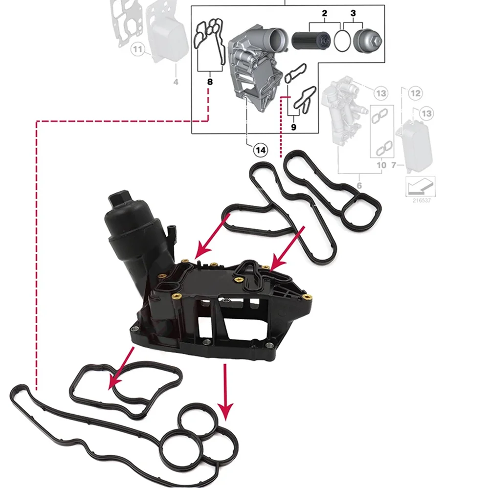 OIL COOLER GASKET SEAL FOR BMW MINI N47 N57 2.0L 3.0L Diesel 1 2 3 4 5 6 7 X1 X3 X4 X5 X6 F10 F20 F21 F30 07-19 11428580680