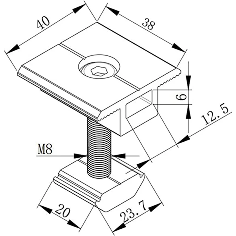 AB30-12PCS الضوئية دعم كتلة الضغط المتوسطة المنزلق 40 مللي متر لتوصيل وتثبيت الألواح الشمسية