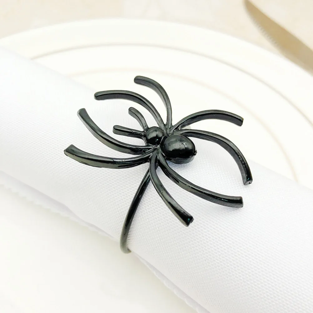 

6 Pcs Napkin Ring Halloween Decor Spider Serviette Web Props Buckles Party Favors Decorations