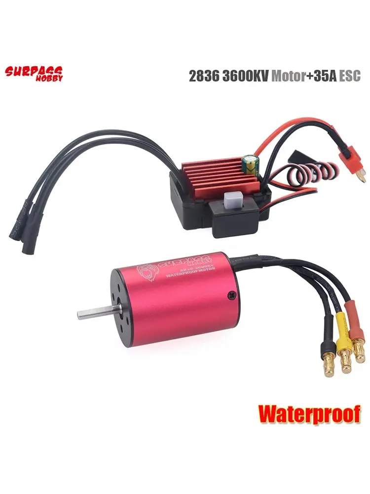 Surpass Hobby 2838 3600KV moteur sans balais/35A contrôleur de vitesse sans balais ESC étanche 2S 3S pour voiture 1/16 RC