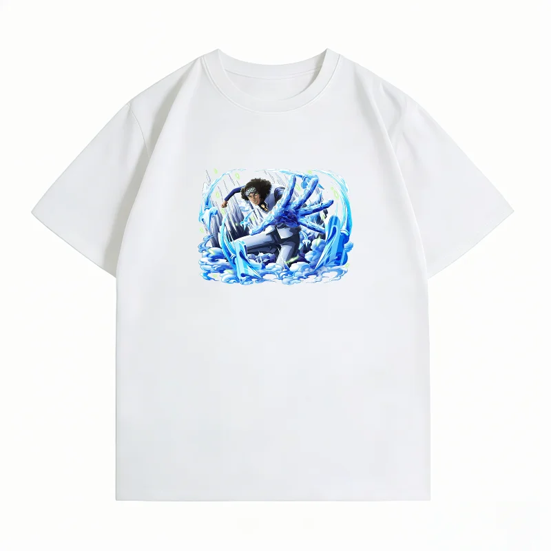 Men's Clothing New 100% Cotton Summer T-Shirt Bandai One Piece Men's T-Shirt Aokiji Print Casual Men's T-Shirt