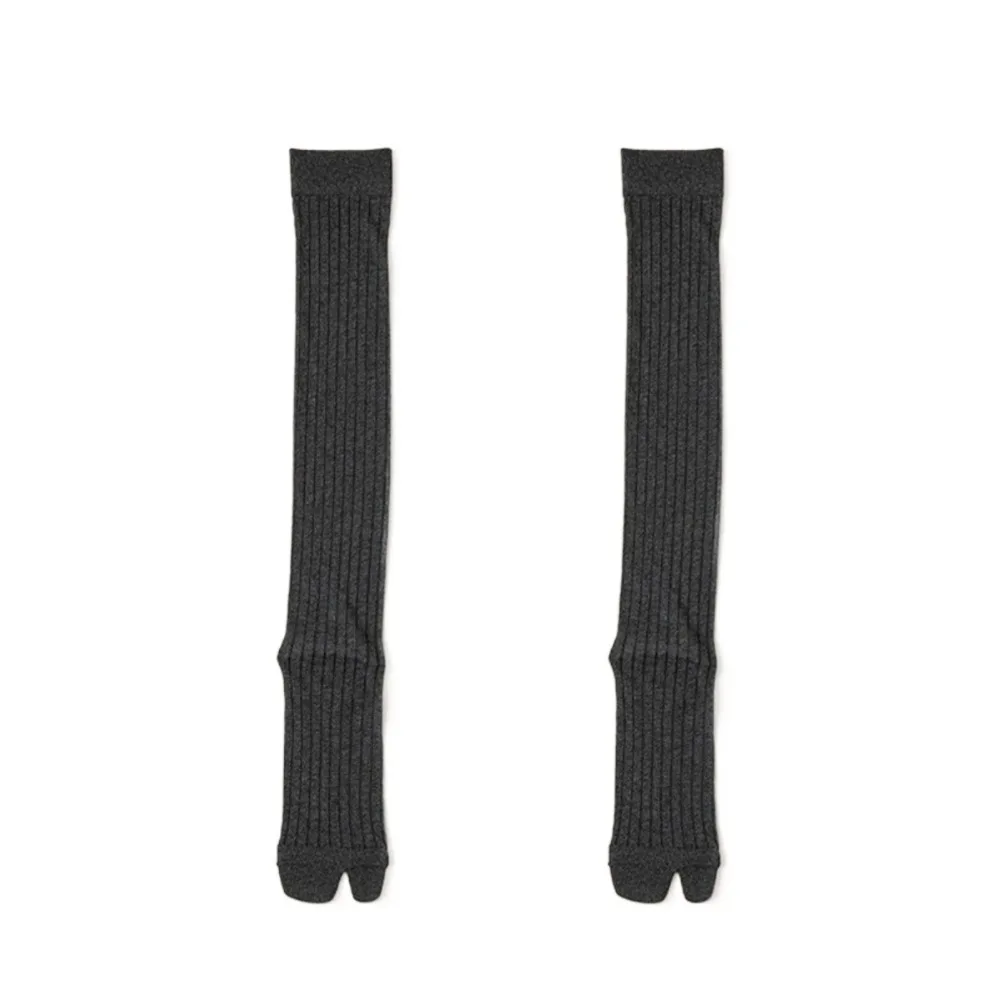 All Match Thin Two Toe Stockings Solid Color Knee High JK Calf Long Socks Harajuku Separate Toe Stockings Lolita JK