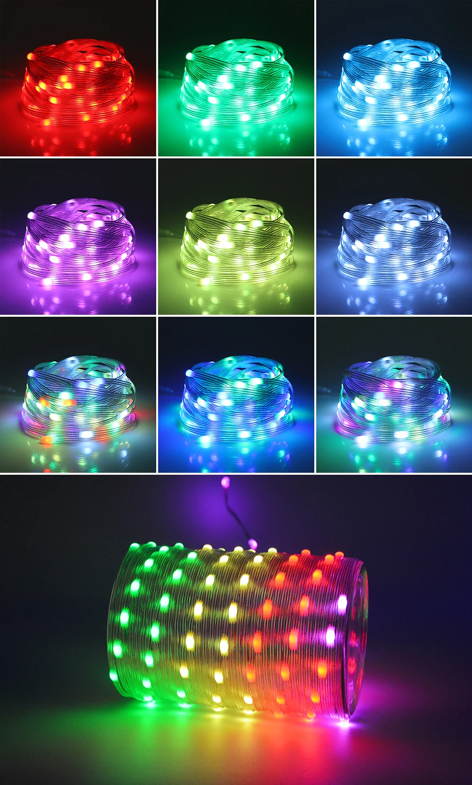 RGBIC Christmas LED String Light USB Bluetooth Fairy Lights Festoon Wedding Camping Outdoor Garden Room Decor LED Garland Lamp
