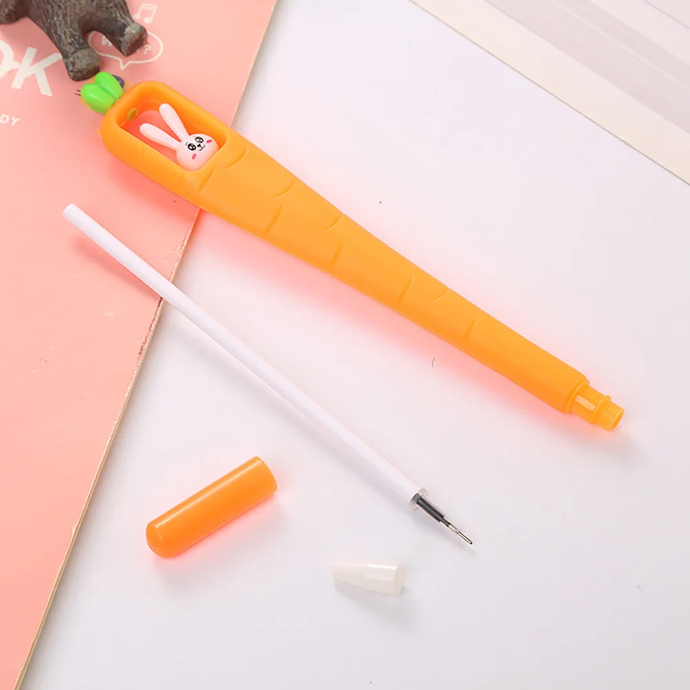 10pcs Carrot Rabbit Gel Ink Pen 0.5Mm Plastic Roller Ballpoint Writing Instrument For School Office Stationery Student Gift