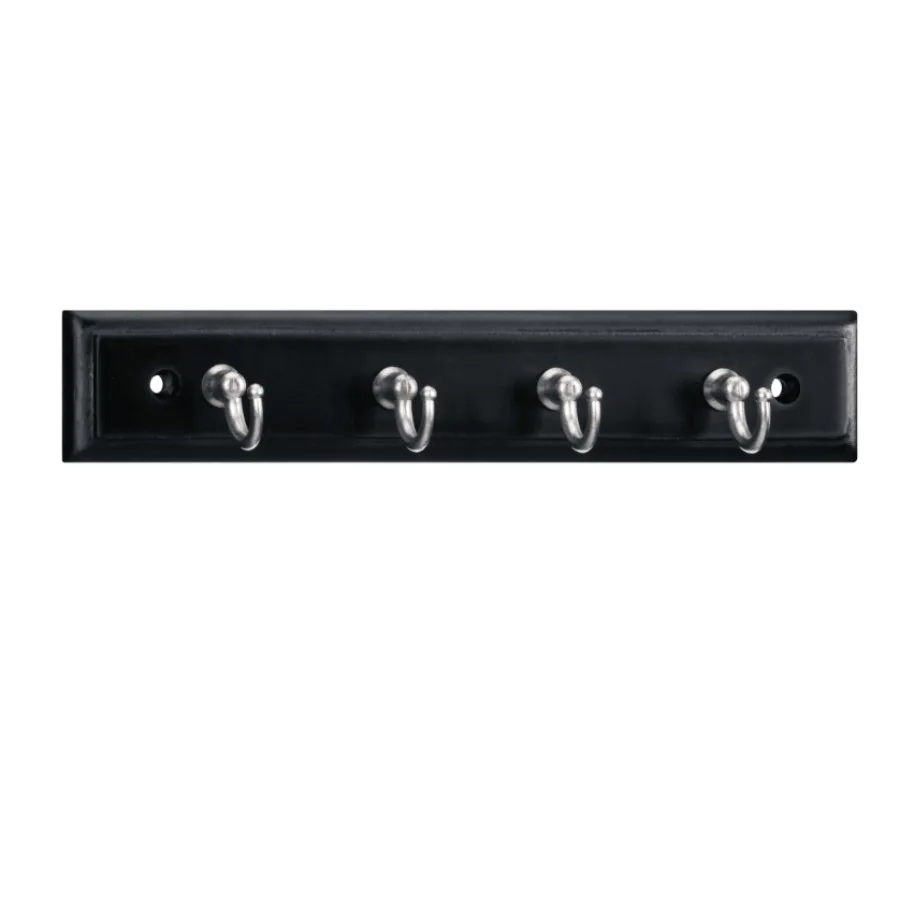 

Mainstays 8.75 Black Key Rack 4 Satin Nickel Hooks 2 lbs Working Capacity Hardware Included