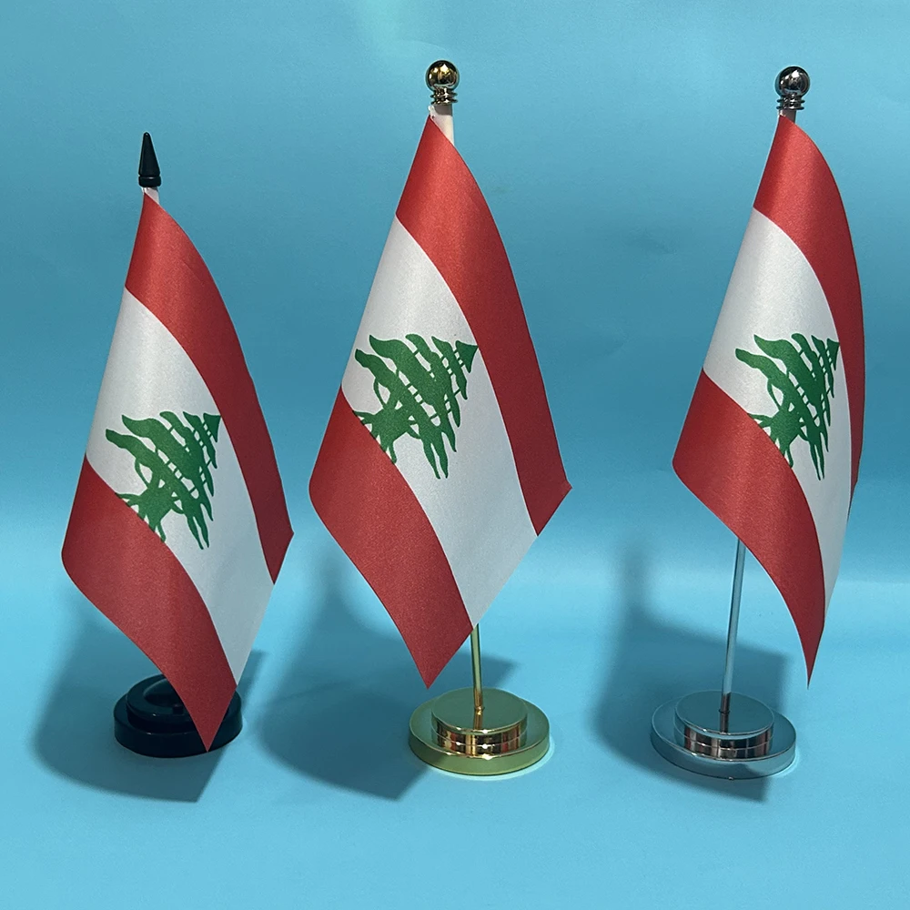 Drapeau de bureau SKY FLAG, drapeau du Liban, 14x21cm, polyester, drapeau national du Liban, bannière de pays, ornements de bureau, drapeaux