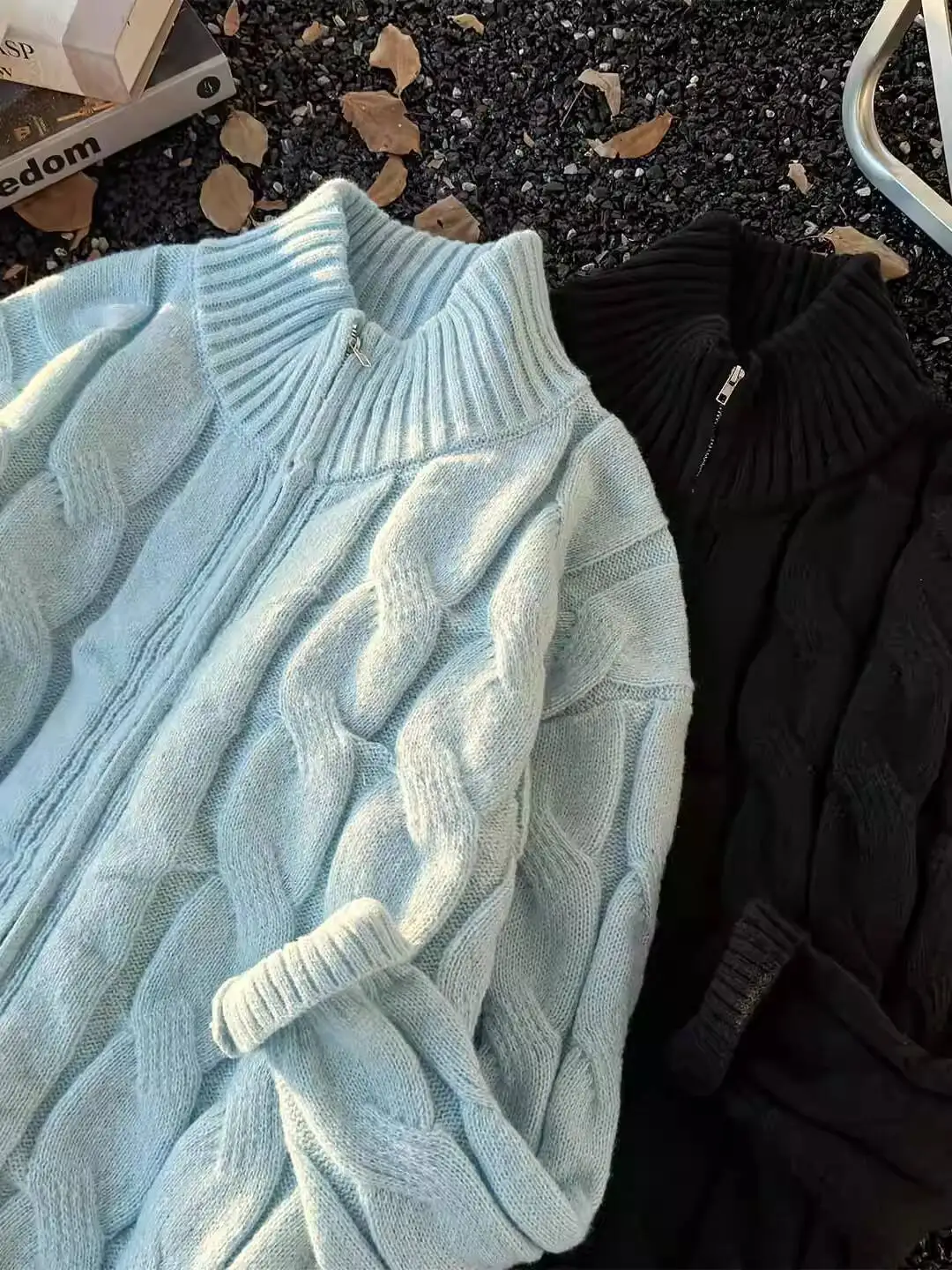 Unisex Sweater 2025 Autumn Winter Men's Turtleneck Knitting Zip Cardigan Warm Retro Trendy Casual Outerwear Knit Sweater