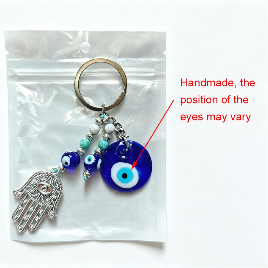 Evil Eye Hamza Hand Schlüsselanhänger aus Legierung, Glücksbringer für Geldbörsen und Rucksäcke, Schmuck für Damen und Herren als Geschenk – Detail 1