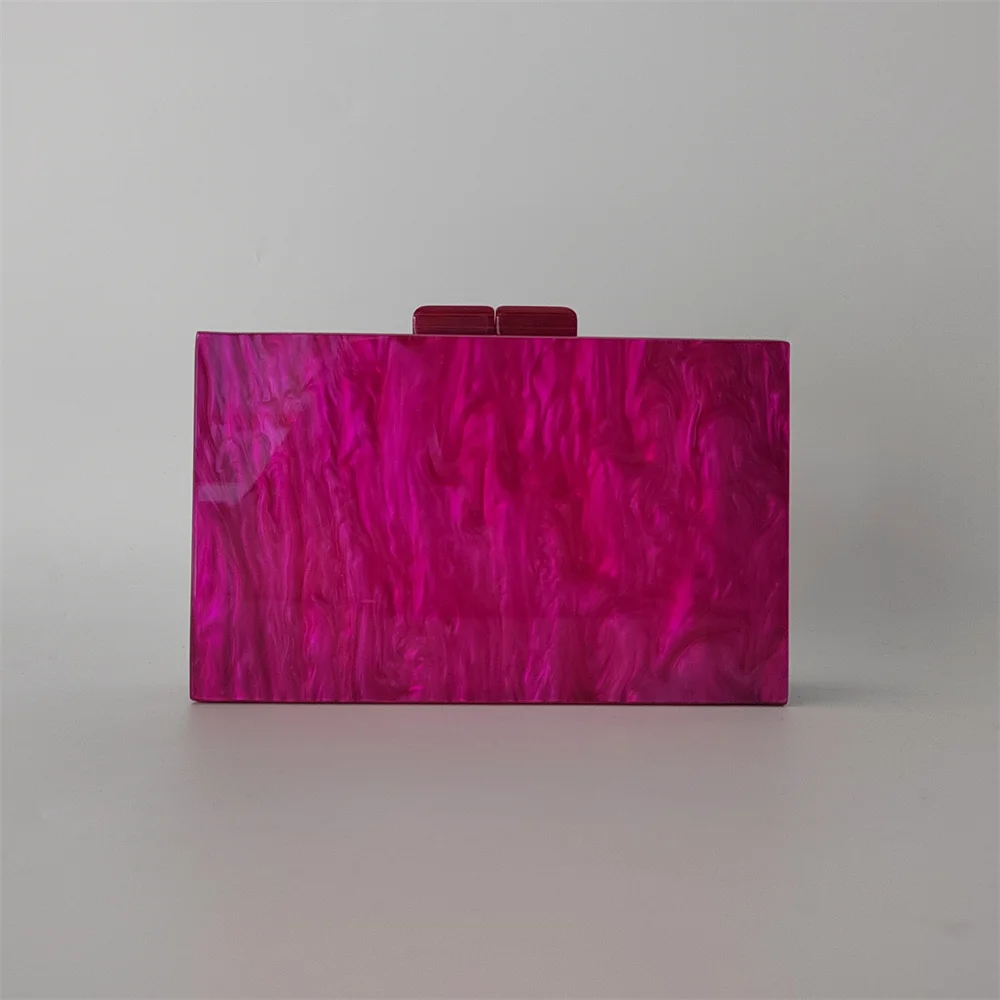Fuchsia Hot Pvc Acrylic Box Evening Clutch Bag Women Designer Luxury Mini Summer Purses And Handbags Wedding Gift Party Wallets
