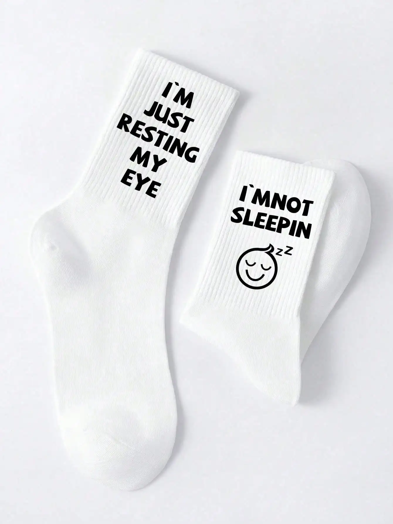 1 Pair of Fun Men's Socks with Letter Patterns, Breathable & Comfortable Mid-Crew Style, Suitable as a Gift