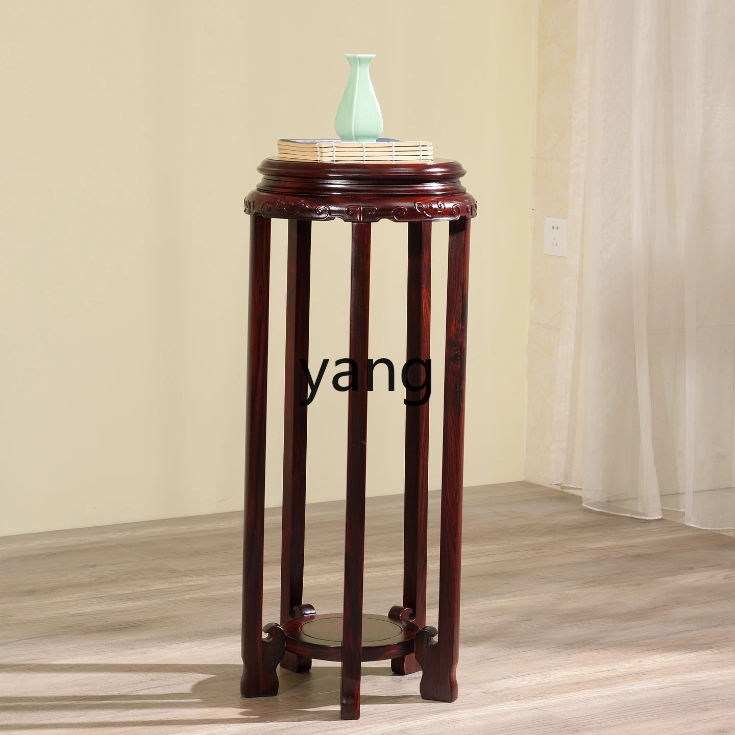 

LH living room indoor floor-to-ceiling flower table Chinese broad-leaved rosewood round flower stand