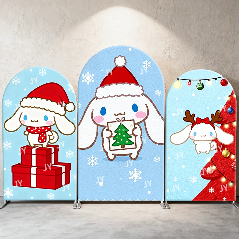

Cinnamoroll Christmas Arch Backdrop Cover Sanrio Stretch Fabric Xmas Theme Party Decor Photo Booth Background for Kid 's Holiday