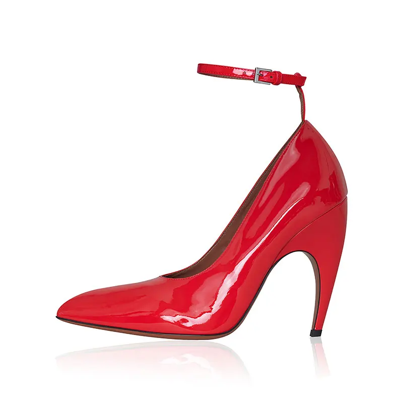 

Летние красные туфли из лакированной кожи с квадратным носком, тонкие туфли на каблуке с ремешком на щиколотке, одинарные туфли с пряжкой на ремне, туфли на очень высоком каблуке