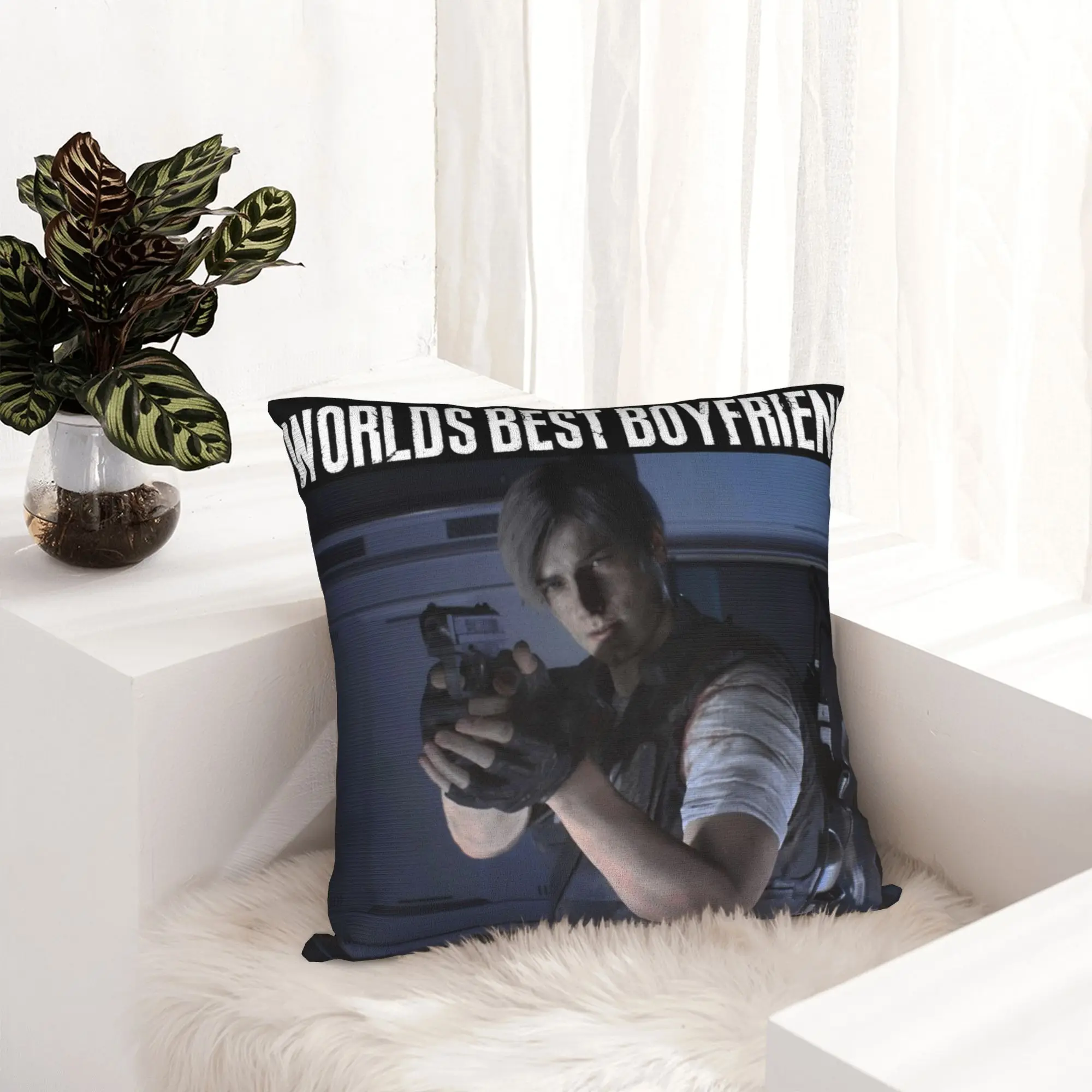 Worlds Best Boyfriend Leon Pillowcase Soft Cushion Cover Decorative Residents Evils Throw Pillow Case Cover Home Zippered 40X40