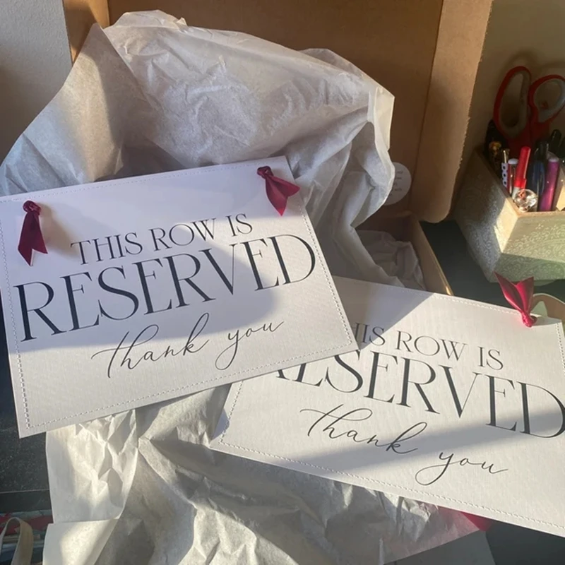 

Personalized 2 Reserved Signs for Wedding Chairs or Church Pews "This Row Is Reserved Thank You" | Ceremony Event Seating