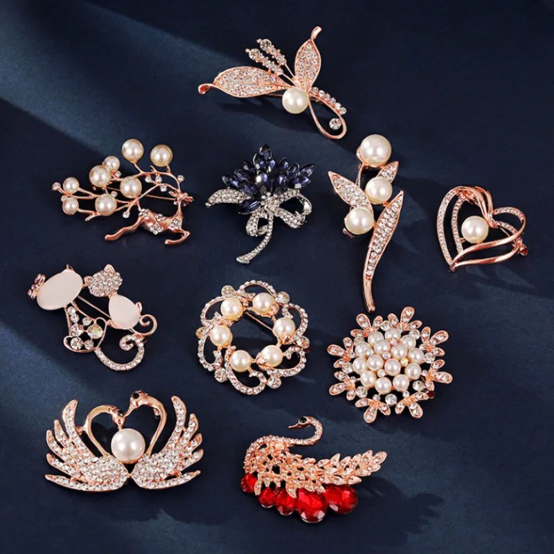 

2PC setPearl Metal Brooch High-end Wholesale Accessories Yiwu Small Jewelry Suit High-end Boutonniere Versatile Pin