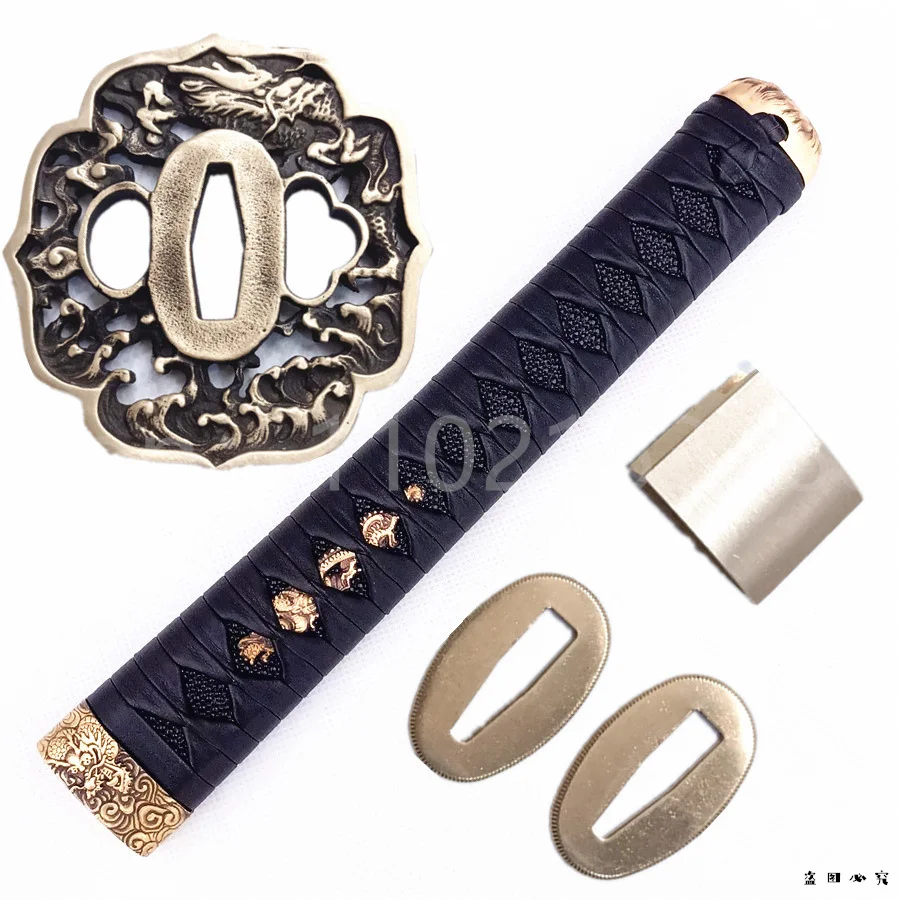 Exquisite Handle Tsuka Hilt Brass Handguard Tsuba Guard Fuchi Menuki Kashira Habaki Seppa For Japanese Katana Samurai Sword Part