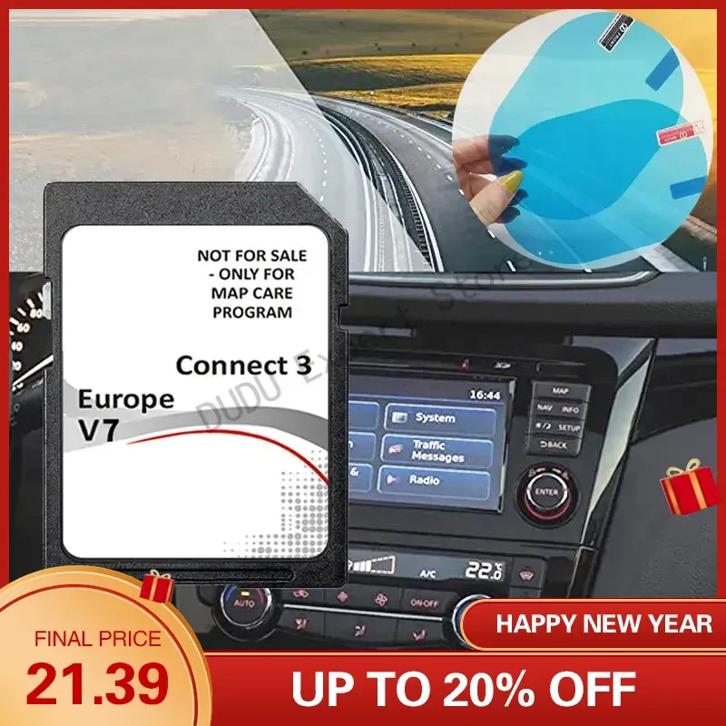 

Connect 3 V7 2022 Sat Nav Map Update SD Card Juke Qashqai Micra Navara for Nissan with Anti Fog Reaview Stickers