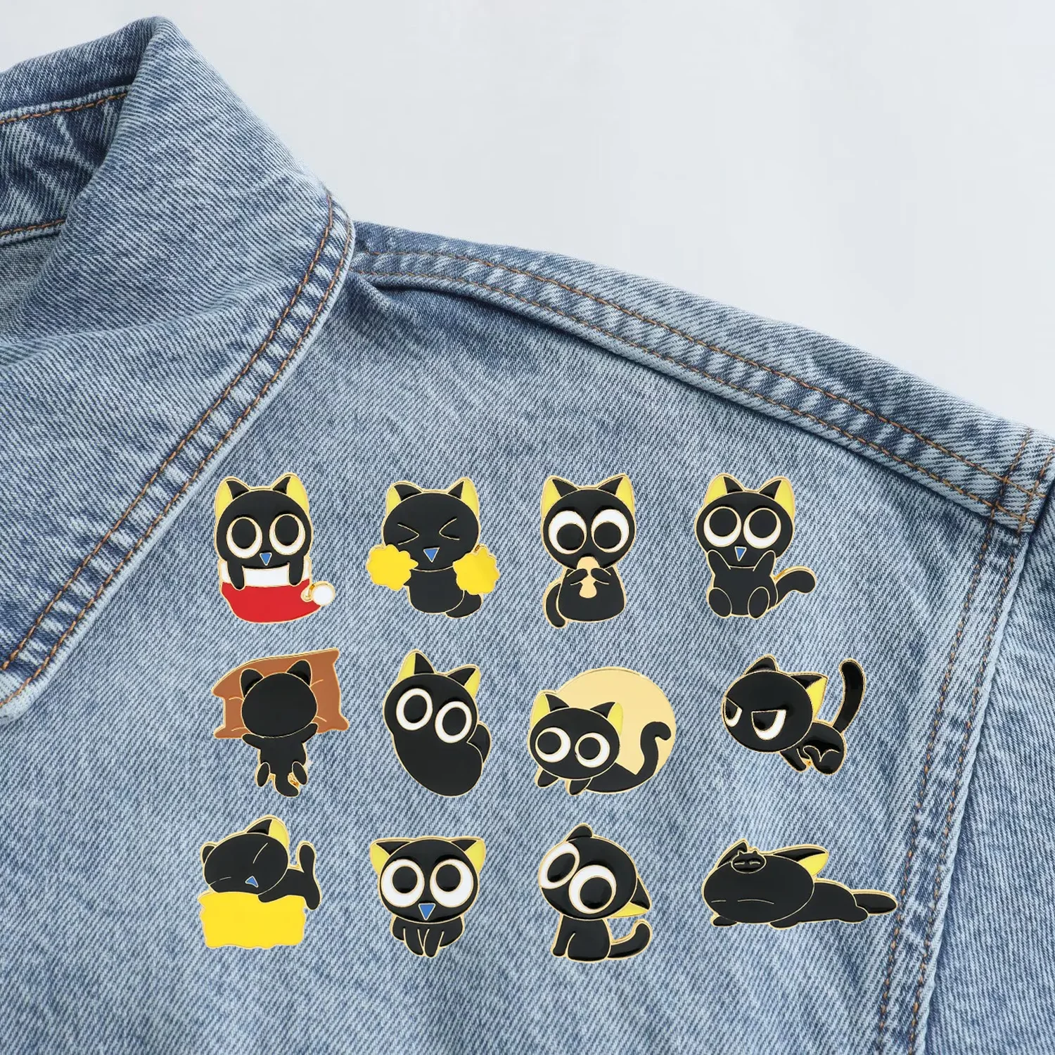 

Набор из 1 шт. Металлический значок/брошь с милым мультяшным черным котом Ло Сяохэй, креативный аксессуар для одежды и сумок с изображением милого кота