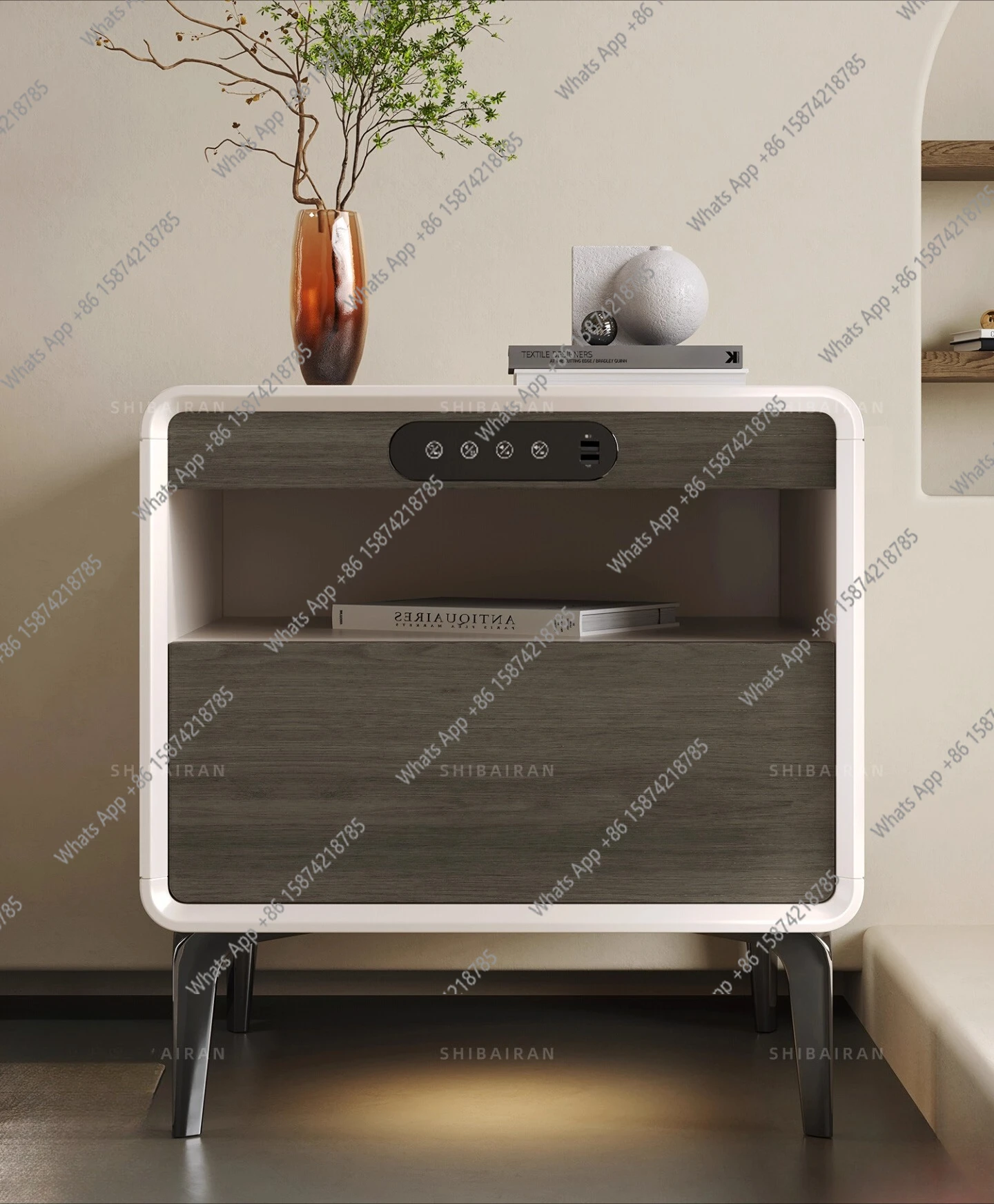 

Bedroom bedside table, Italian minimalist high polar bedside table, designer fashion new style