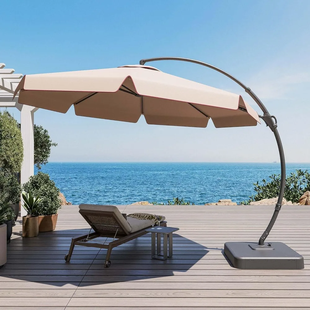 

Outdoor Patio Umbrella, Deluxe Curvy Cantilever Umbrella Heavy Duty Offset with 360° Rotation Base for Market,Pool, Garden.