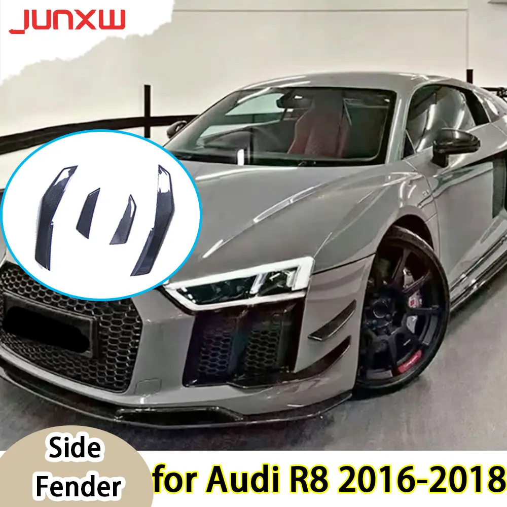 

Carbon Fiber Front Bumper Side Canards Splitters for Audi R8 2016-2018 Front Bumper Fins Trim Covers Car Decoration FRP