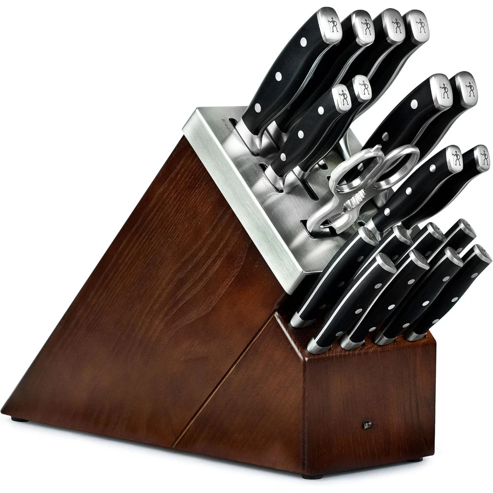 Forged Accent 20 Piece Self Sharpening Knife Block Set with Black Handles