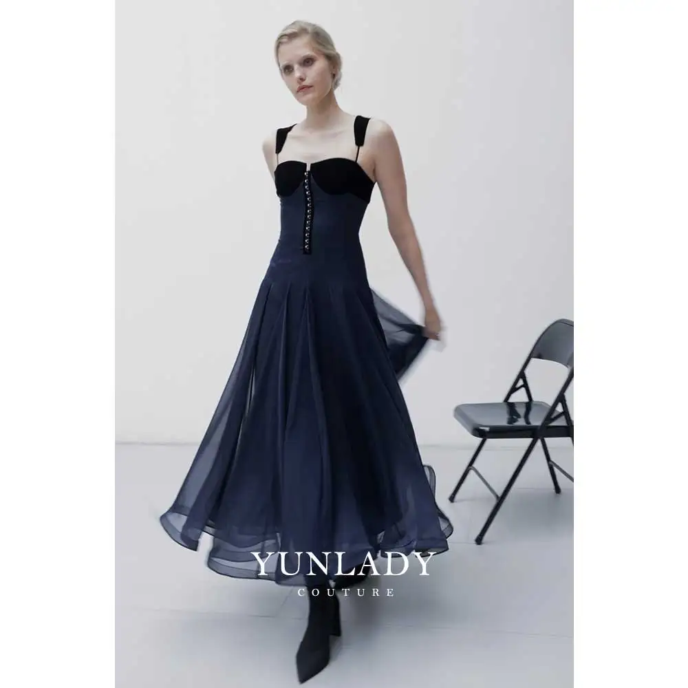 Vestido Midi Tipo Tanga Personalizado Yunlan para el Día de San Valentín, Vestido de Dama de Honor Coreano para Invitadas de Boda, Vestido de Noche