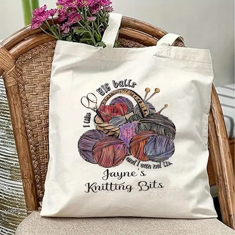

Humorous Knitting Tote Bag for Unisex Couples Featuring A Crochet Quote Handbag for Outdoor Picnics Parties Travel