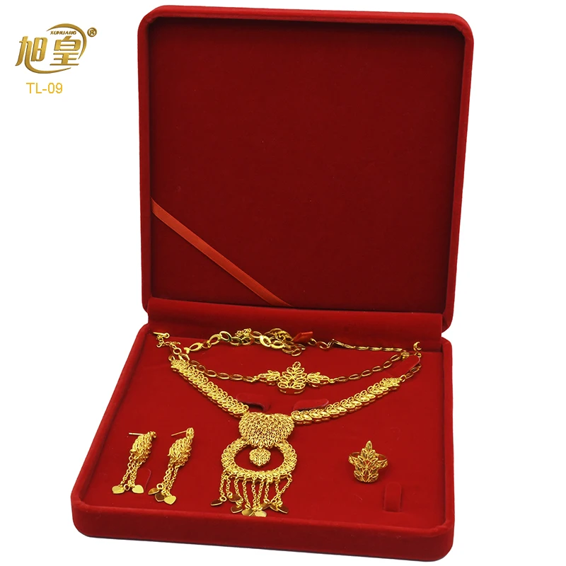 Dubai Gold Color Jewelry Sets for Women Exquisite Necklace Earrings Tassels Party Banquet Gift Designed Arabic Charm Choker Set
