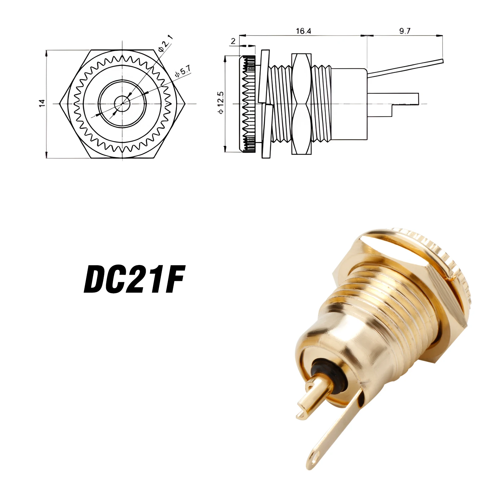 Hifi Audio DC Buchse DC21 DC25 Buchse Buchse Buchse Montage Metall 30V 10a DC Stroma schluss 5.5*2,1mm 5.5*2,5mm – Detail 2
