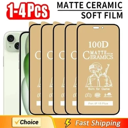 1-4PCS Frosted Ceramic Film For iPhone 15 14 13 12 11 Pro Max 15 14 13 12 11 Pro 15 14 8 7 6 Plus 12 13 Mini 7 8 SE XR XS XS Max