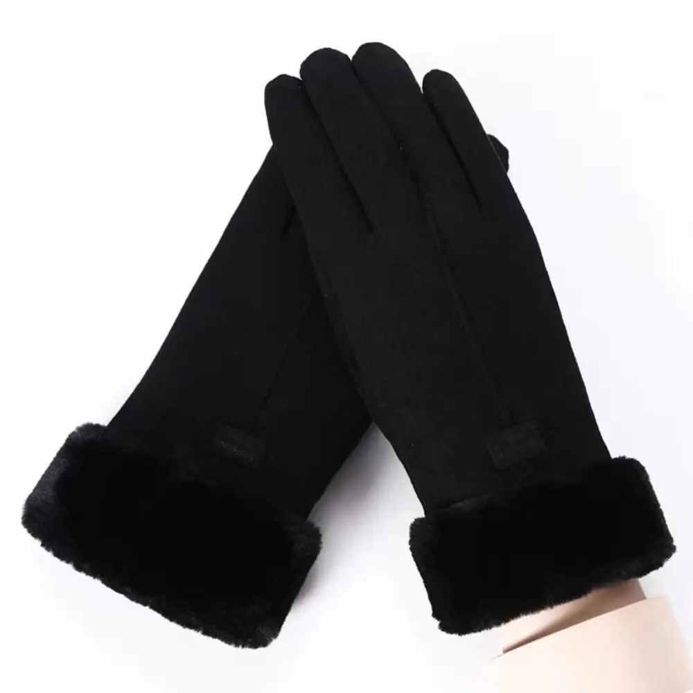 Guantes suaves y cálidos para invierno, forro polar para mantener el calor, guantes para pantalla táctil, manoplas a prueba de frío y viento para ciclismo de invierno