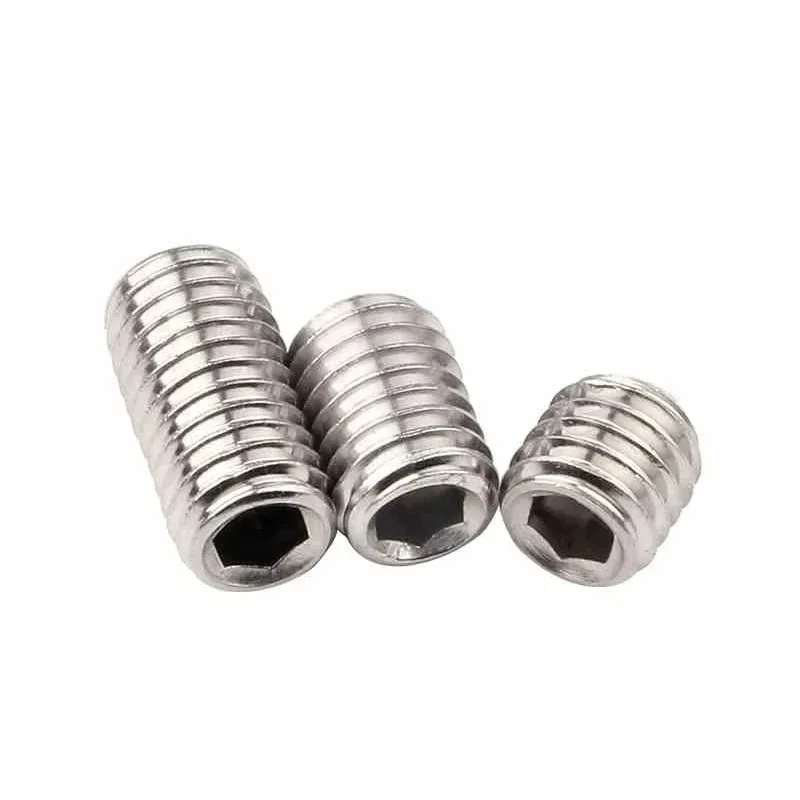 Parafuso sem cabeça m2 m2.5 m3 m4 m5 m6 m8 din916 304 inoxidável hexágono soquete allen copo ponto diy conjunto maçanetas da porta parafuso torneira