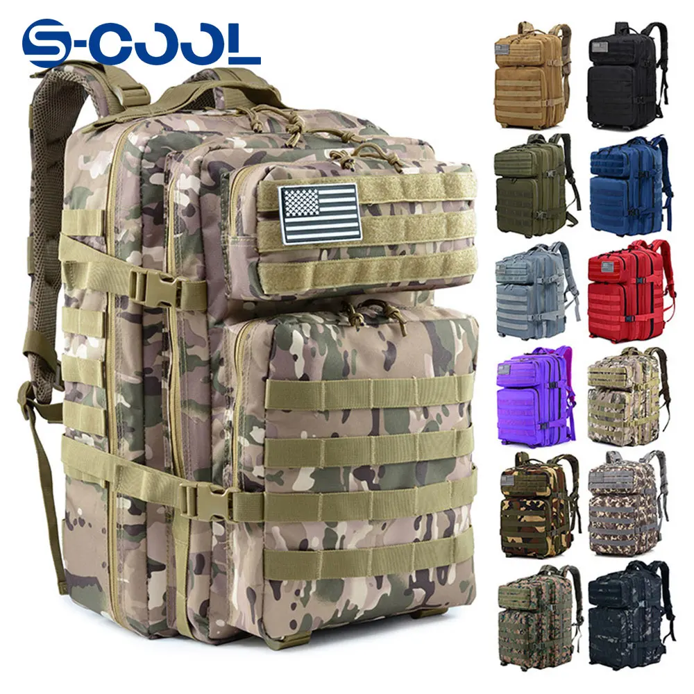 

Tactical Tactical Backpack 3 Day Assault Pack Molle Bag 45L Large Outdoor Waterproof Hiking Camping Travel 900D Rucksack