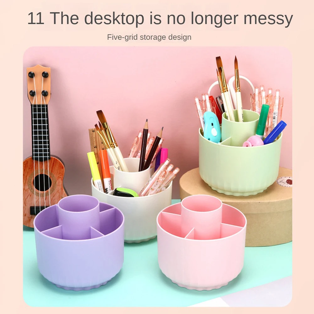 Compartment Storage Box Enlarge The Base Save Space Classification Convenient Durable Smooth Rotating Pen Holder Stable Mellow