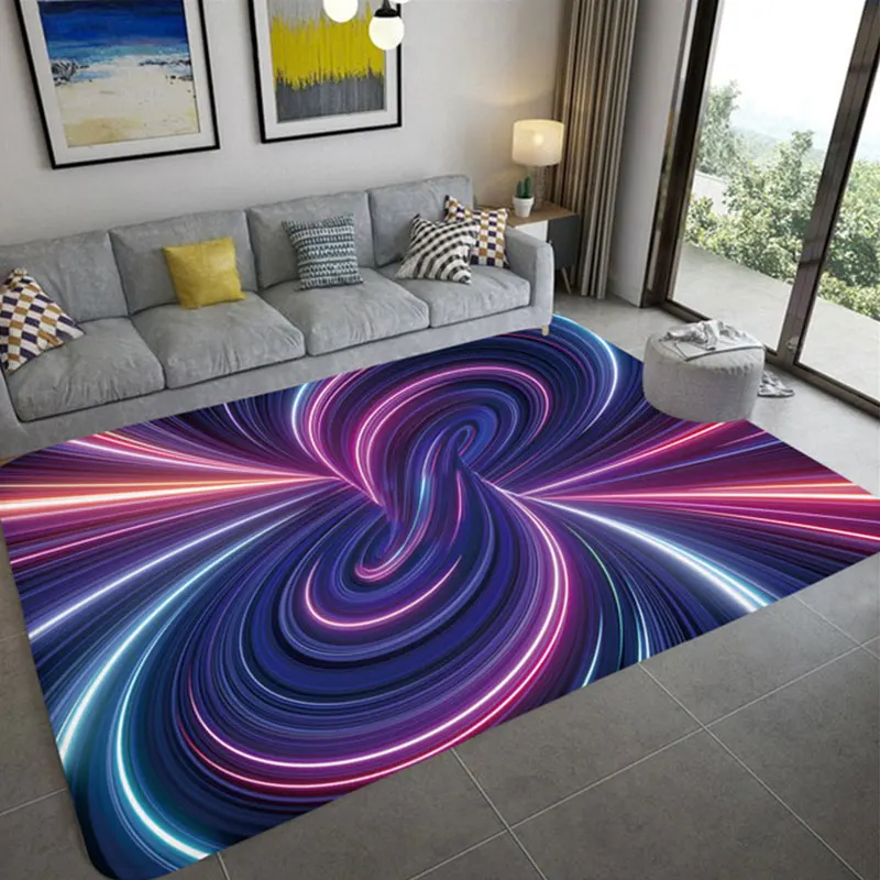 YOMDID 3D Vortex Illusion Carpet Entrance Door Floor Mat Abstract Geometric Optical Doormat Non-slip Mat Living Room Decor Rug