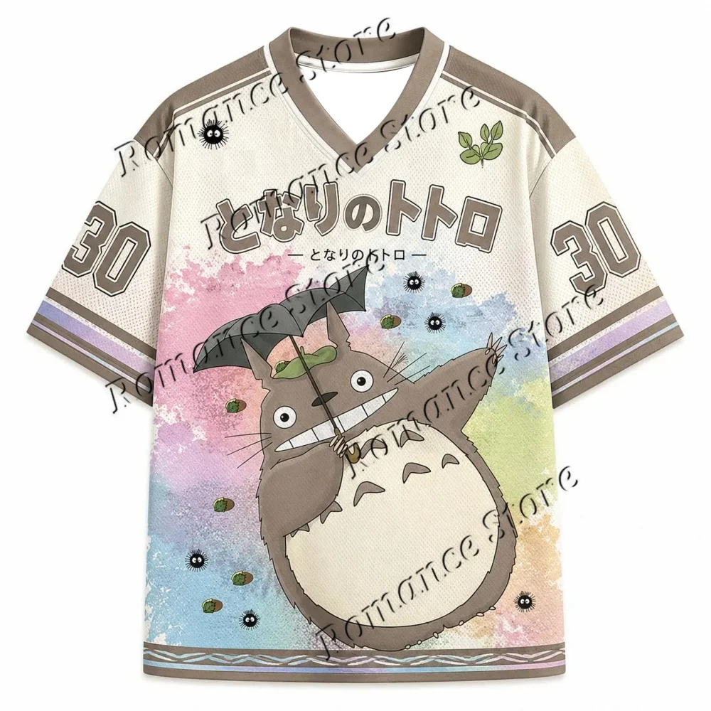 Totoro Catbus 21 Baseball Jersey Men Women t-shirt Harajuku Anime V Neck Short Sleeve Streetwear Cartoon Print Sport Tee Tops view 5