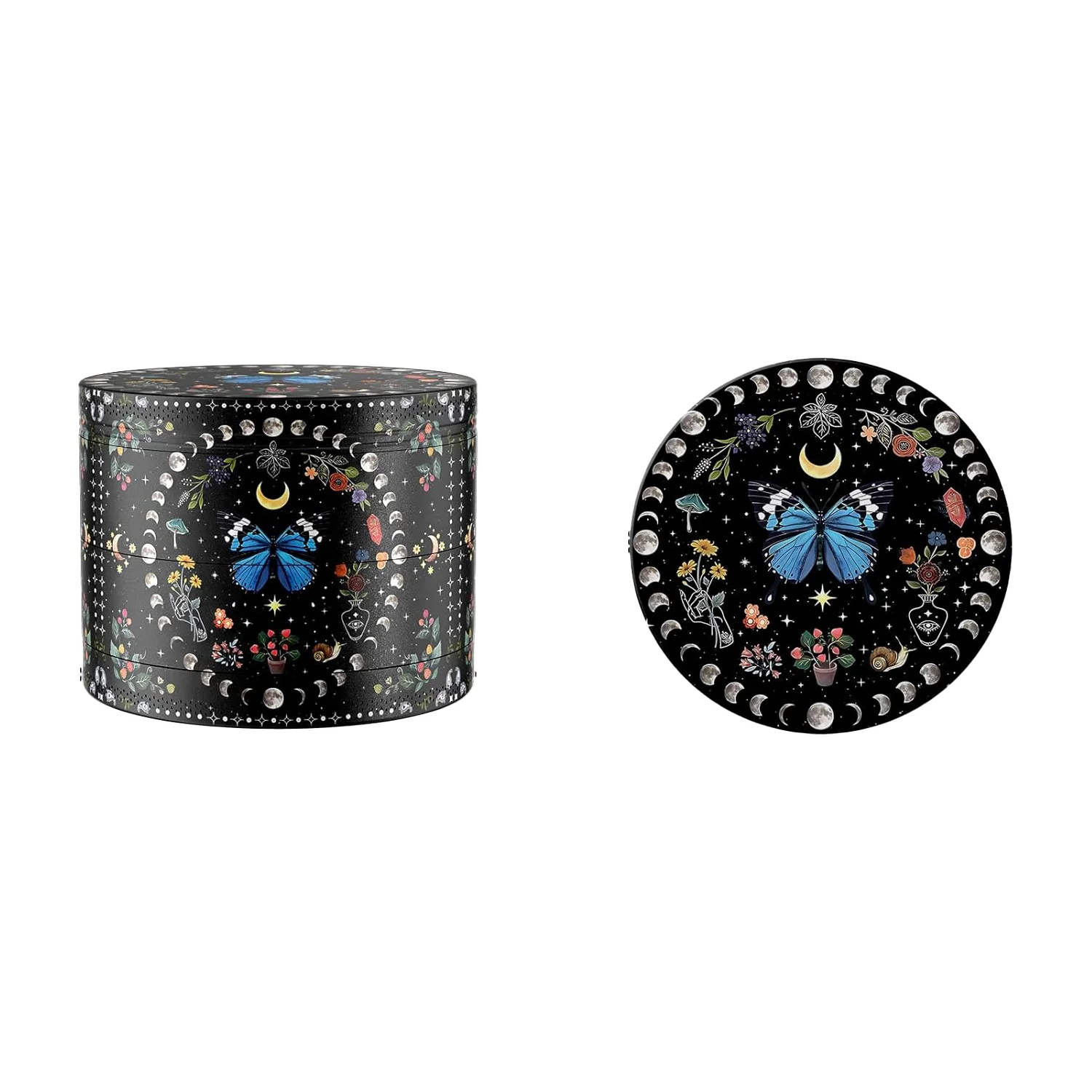 Molinillo de hierbas de metal Moon and Butterfilies de 50 mm/2 pulgadas