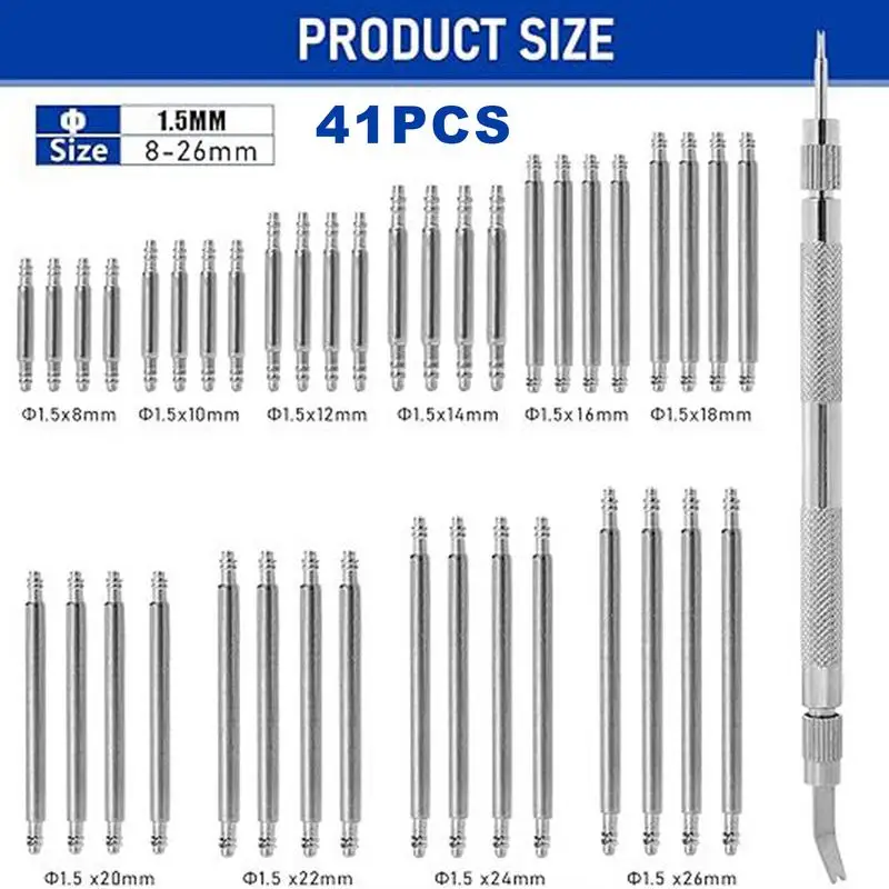 41szt 8-26mm Pasek do zegarka Pasek Barrette Link Pins Naprawa zegarków Link Pins Zestaw narzędzi Profesjonalne akcesoria narzędziowe