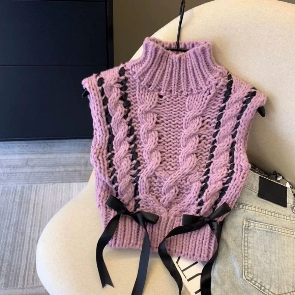 

Korea New Pure Desire Unique Vest Layering Halter Knit Sleeveless Jackets Spice Girl Personalized Trendy Y2k Hot Sell Top