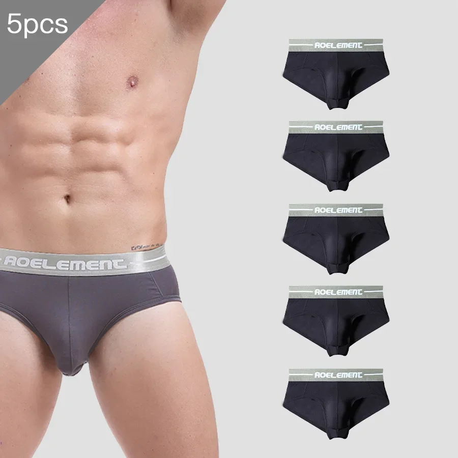 

5PCS Modal Tote bag U protruding men's inner waistband gun and bullet separation ice silk bag triangular inner underpants